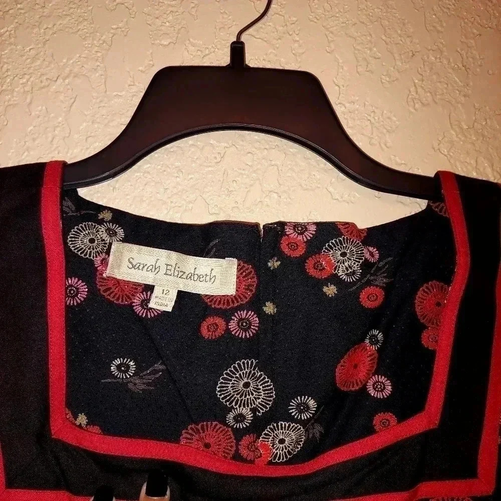 NWT Vintage Sarah Elizabeth 2 pc Black & Red Dress and Jacket Size 12 - Picture 5 of 10